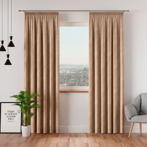 VELVI Zasłona gotowa na taśmie, 140x250cm, kolor 001 ciemny beżowy VELVI0/ZGT/001/140250/1