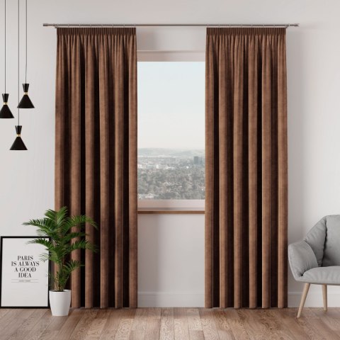 VELVI Zasłona gotowa na taśmie, 140x250cm, kolor 002 brązowy VELVI0/ZGT/002/140250/1