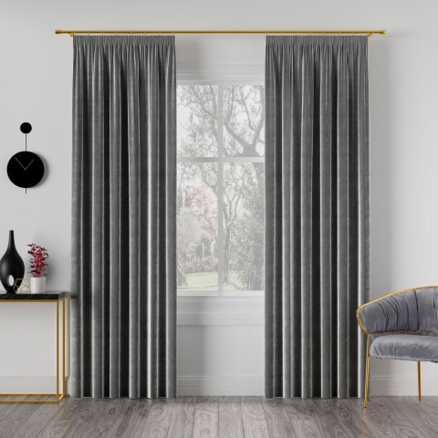 VELVI Zasłona gotowa na taśmie, 140x250cm, kolor 006 ciemny szary; antracytowy VELVI0/ZGT/006/140250/1