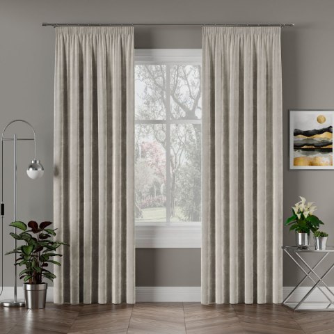 VELVI Zasłona gotowa na taśmie, 140x260cm, kolor 021 pastelowy szary VELVI0/ZGT/021/140260/1