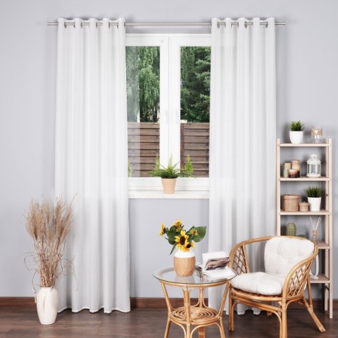 BASIC Zasłona gotowa na przelotkach (srebro chrom), 300x145cm, kolor 010 biały TD0005/ZGP/010/145301/1