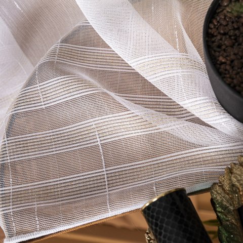 Firanka fantazyjna z ołowianką, wys. 300cm, kolor 001 biały ze złotą nitką 001888/OLO/001/000300/1