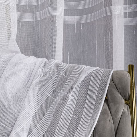 Firanka fantazyjna z ołowianką, wys. 300cm, kolor 002 biały ze srebrną nitką 001888/OLO/002/000300/1