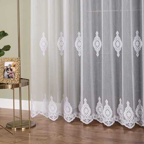 Firanka haftowana pasowa, wys. 285cm, kolor biały FH0030/768/001/000285/1