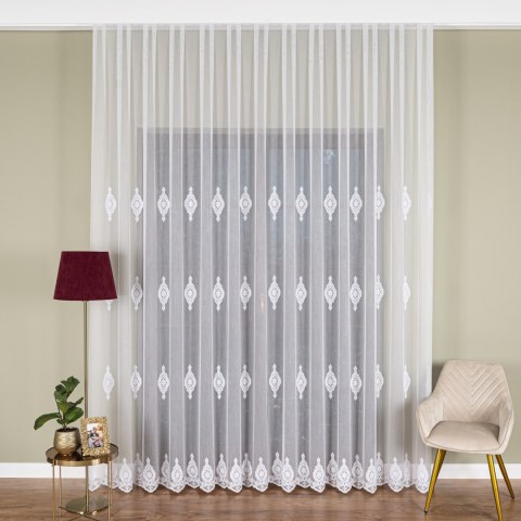 Firanka haftowana pasowa, wys. 285cm, kolor biały FH0030/768/001/000285/1