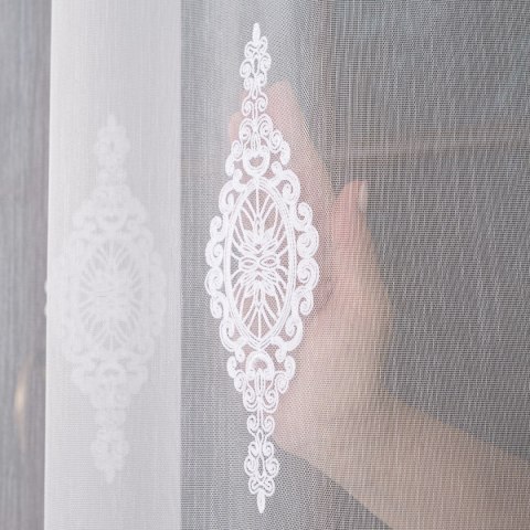 Firanka haftowana pasowa, wys. 285cm, kolor biały FH0030/768/001/000285/1