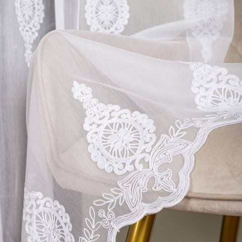 Firanka haftowana pasowa, wys. 285cm, kolor biały FH0030/768/001/000285/1