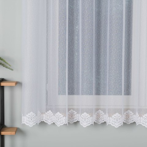 Firanka żakardowa ze wzorem na samym dole, wys. 160cm, kolor biały 023405/000/001/000160/1