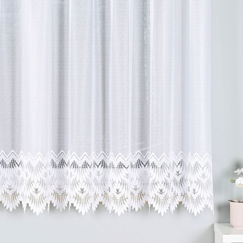 Firanka żakardowa ze wzorem na samym dole, wys. 170cm, kolor biały 018989/000/001/000170/1