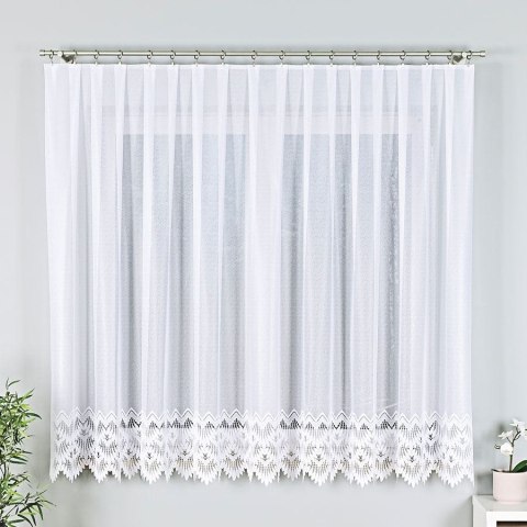 Firanka żakardowa ze wzorem na samym dole, wys. 170cm, kolor biały 018989/000/001/000170/1
