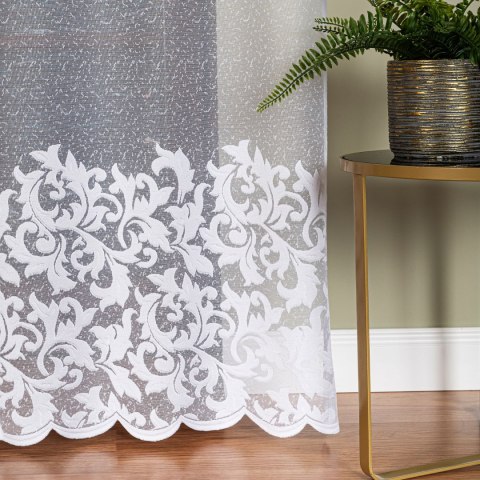 Firanka żakardowa ze wzorem na samym dole, wys. 250cm, kolor biały 054233/000/001/000250/1