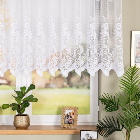 Firanka żakardowa ze wzorem pasowym, wys. 120cm, kolor biały 044330/000/001/000120/1