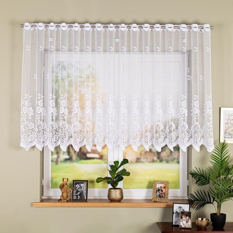 Firanka żakardowa ze wzorem pasowym, wys. 120cm, kolor biały 044330/000/001/000120/1