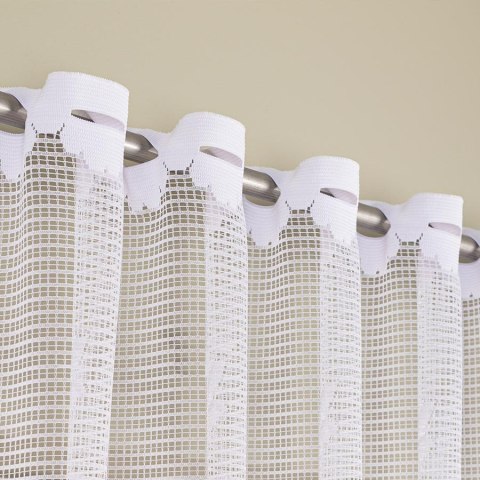 Firanka żakardowa ze wzorem pasowym, wys. 120cm, kolor biały 044330/000/001/000120/1