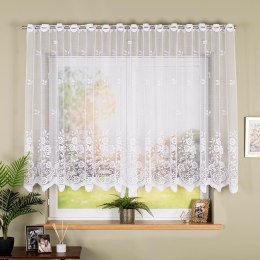 Firanka żakardowa ze wzorem pasowym, wys. 140cm, kolor biały 044330/000/001/000140/1