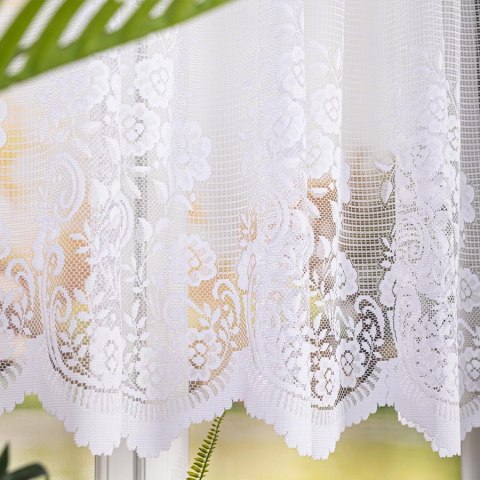 Firanka żakardowa ze wzorem pasowym, wys. 140cm, kolor biały 044330/000/001/000140/1