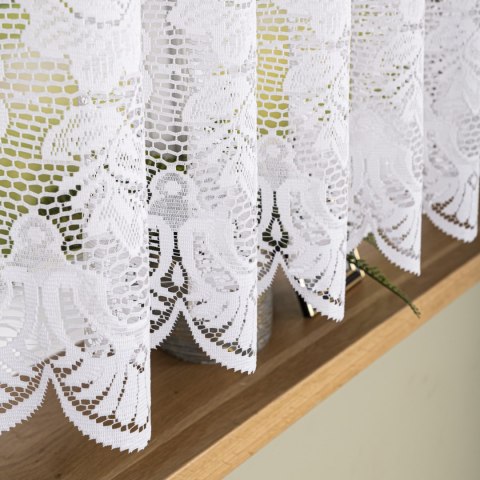 Firanka żakardowa ze wzorem pasowym, wys. 150cm, kolor biały 361270/000/001/000150/1