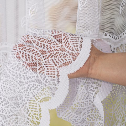 Firanka żakardowa ze wzorem pasowym, wys. 160cm, kolor biały 044288/000/001/000160/1