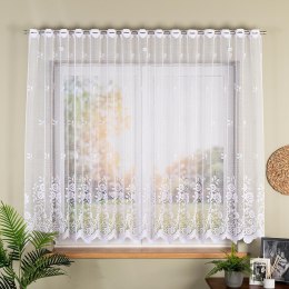 Firanka żakardowa ze wzorem pasowym, wys. 160cm, kolor biały 044330/000/001/000160/1