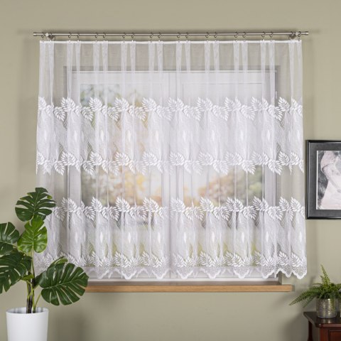 Firanka żakardowa ze wzorem pasowym, wys. 160cm, kolor biały 049365/000/001/000160/1