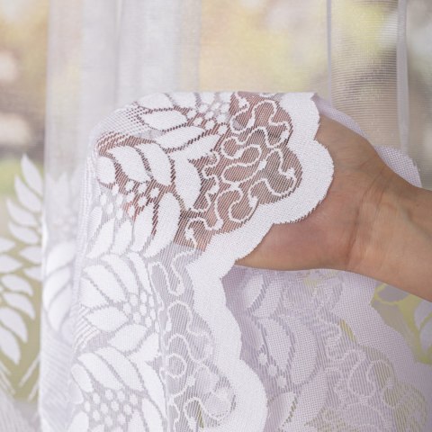 Firanka żakardowa ze wzorem pasowym, wys. 160cm, kolor biały 049365/000/001/000160/1