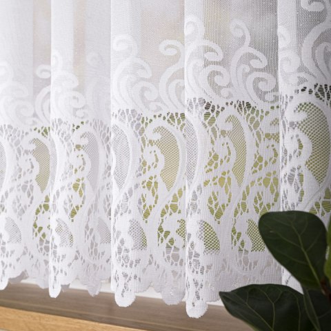 Firanka żakardowa ze wzorem pasowym, wys. 160cm, kolor biały 107871/000/001/000160/1
