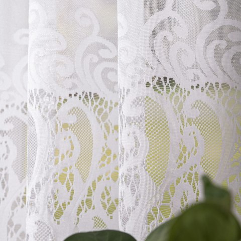 Firanka żakardowa ze wzorem pasowym, wys. 160cm, kolor biały 107871/000/001/000160/1