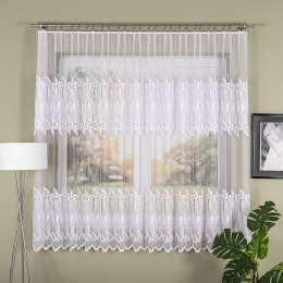 Firanka żakardowa ze wzorem pasowym, wys. 180cm, kolor biały 049365/000/001/000180/1