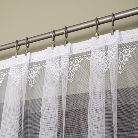 Firanka żakardowa ze wzorem pasowym, wys. 250cm, kolor biały 107363/000/001/000250/1