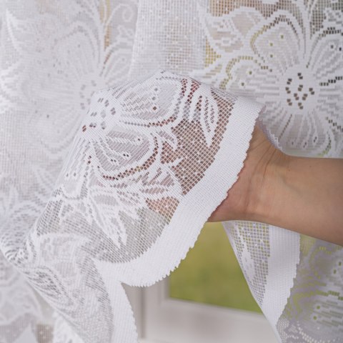 Firanka żakardowa ze wzorem po całości, wys. 155cm, kolor biały 004713/000/001/000155/1