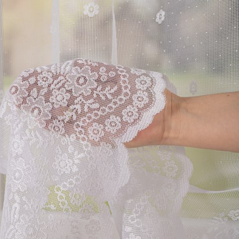 Firanka żakardowa ze wzorem po całości, wys. 155cm, kolor biały 131011/000/001/000155/1