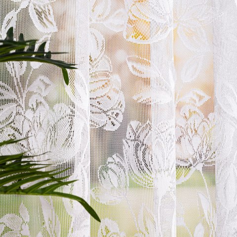 Firanka żakardowa ze wzorem po całości, wys. 160cm, kolor biały 037800/000/001/000160/1