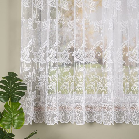 Firanka żakardowa ze wzorem po całości, wys. 160cm, kolor biały 049815/000/001/000160/1