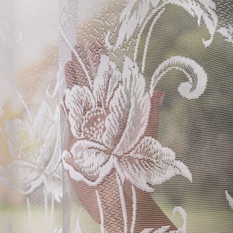 Firanka żakardowa ze wzorem po całości, wys. 160cm, kolor biały 049815/000/001/000160/1