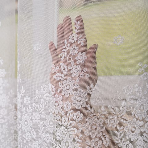 Firanka żakardowa ze wzorem po całości, wys. 175cm, kolor biały 131011/000/001/000175/1