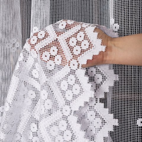 Firanka żakardowa ze wzorem po całości, wys. 250cm, kolor biały 011450/000/001/000250/1