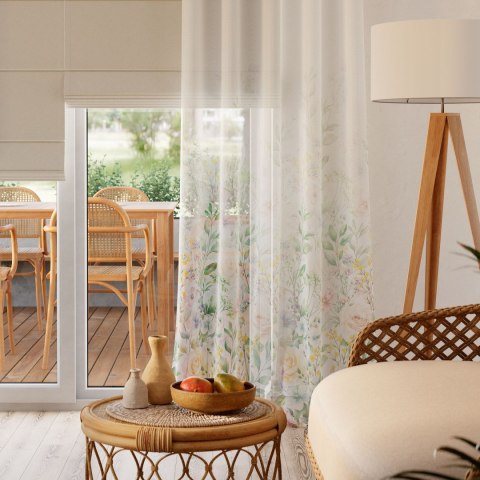 WIOSENNY OGRÓD Firanka z ołowianką WOAL wzór od dołu, wys. 295cm, kolor 001 D00184/WOA/D01/000295/1