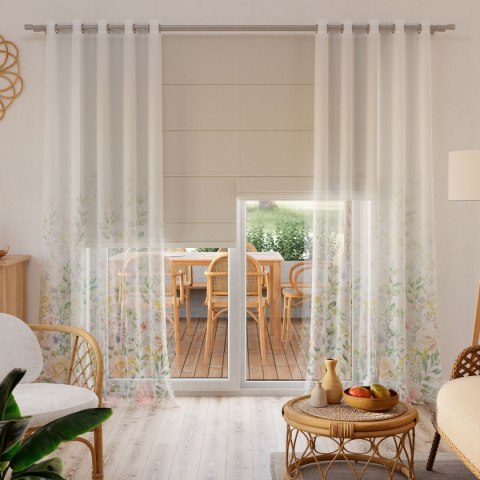 WIOSENNY OGRÓD Firanka z ołowianką WOAL wzór od dołu, wys. 295cm, kolor 001 D00184/WOA/D01/000295/1