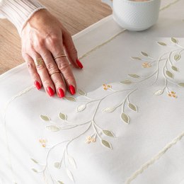 ZIELONA MELODIA Bieżnik z haftem, 38x160cm, kolor biały 291829/KSP/L01/038160/1