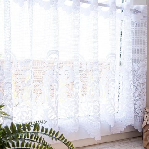 Zazdrostka żakardowa ze wzorem pasowym, wys. 70cm, kolor biały 044330/000/001/000070/1