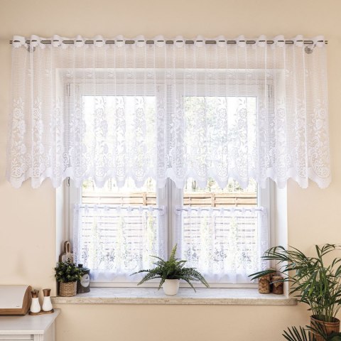 Zazdrostka żakardowa ze wzorem pasowym, wys. 70cm, kolor biały 044330/000/001/000070/1