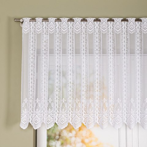 Zazdrostka żakardowa ze wzorem po całości, wys. 80cm, kolor biały 362770/000/001/000080/1