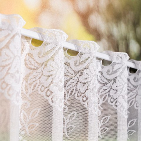 Zazdrostka żakardowa ze wzorem po całości, wys. 80cm, kolor biały 362770/000/001/000080/1