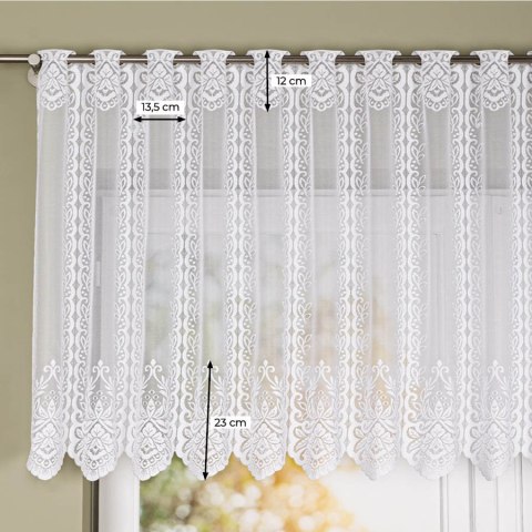 Zazdrostka żakardowa ze wzorem po całości, wys. 80cm, kolor biały 362770/000/001/000080/1