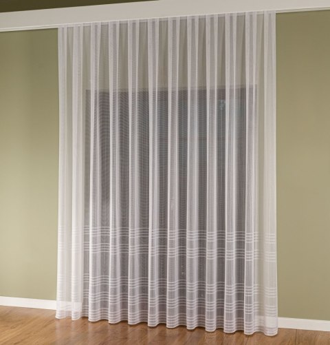 Firanka fantazyjna z ołowianką ze wzorem na samym dole z błyszczącą nitką, wys. 300cm, kolor 002 biały 001856/OLO/002/000300