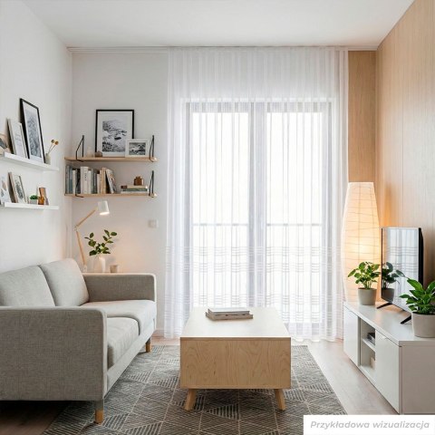 Firanka fantazyjna z ołowianką ze wzorem na samym dole z błyszczącą nitką, wys. 300cm, kolor 002 biały 001856/OLO/002/000300