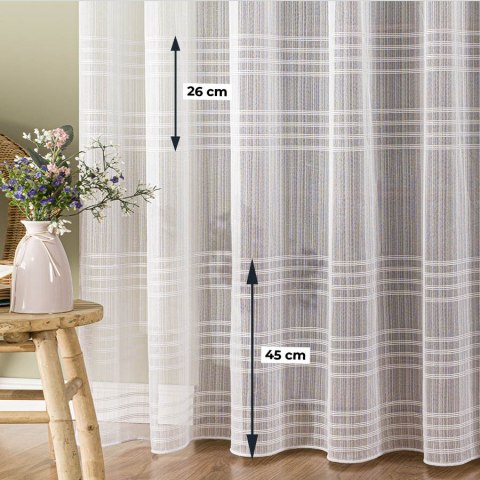 Firanka fantazyjna z ołowianką ze wzorem na samym dole z błyszczącą nitką, wys. 300cm, kolor 002 biały 001856/OLO/002/000300