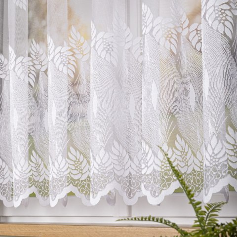 Firanka żakardowa ze wzorem pasowym, wys. 150cm, kolor biały 049365/000/001/000150/1