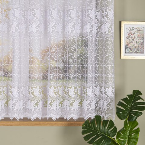 Firanka żakardowa ze wzorem po całości, wys. 150cm, kolor biały 049348/000/001/000150/1