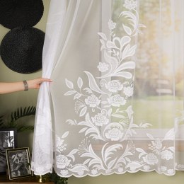 Firanka żakardowa ze wzorem rosnącym, wys. 155cm, kolor biały 054452/000/001/000155/1